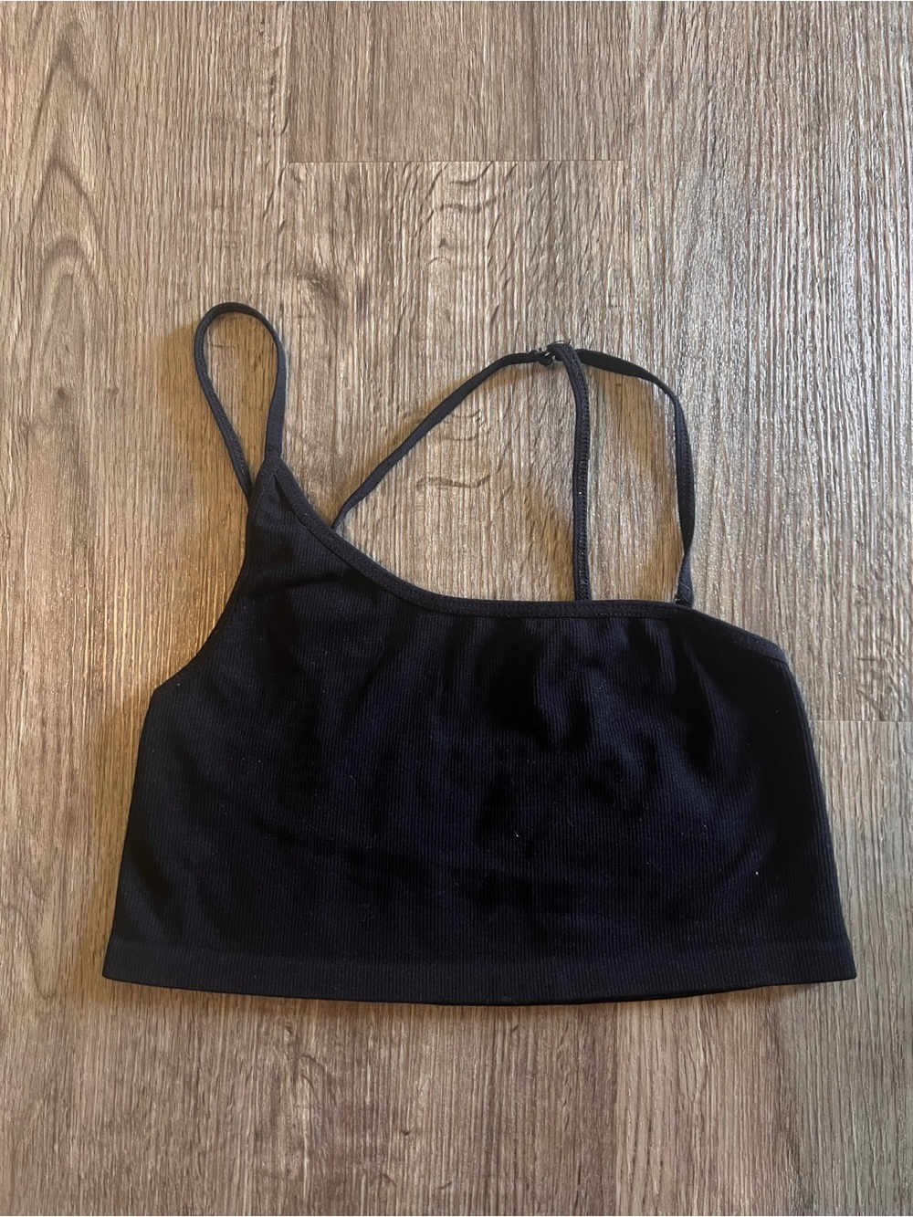 Intimately Free People Black Asymmetric Strap Crop Tank Bra Top